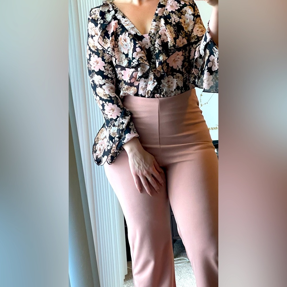 PRETTYLITTLETHING DustyPink Crepe HighWaisted Pant